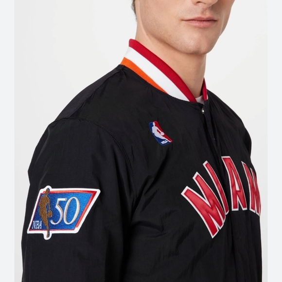 Men's Black Miami Heat  Authentic Full-Snap Warmup Jacket - Picture 3 of 9
